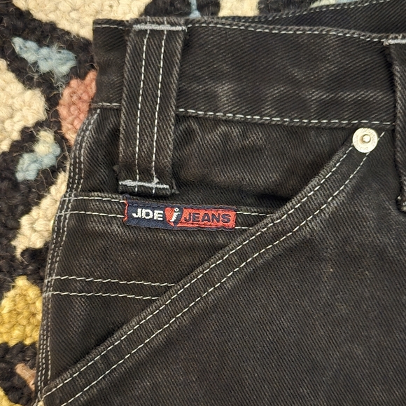 🔥🔥 Y2K Jordache Black Denim Carpenter Jean Shorts🔥🔥 Size 32 Fits Like 31 - Picture 3 of 7